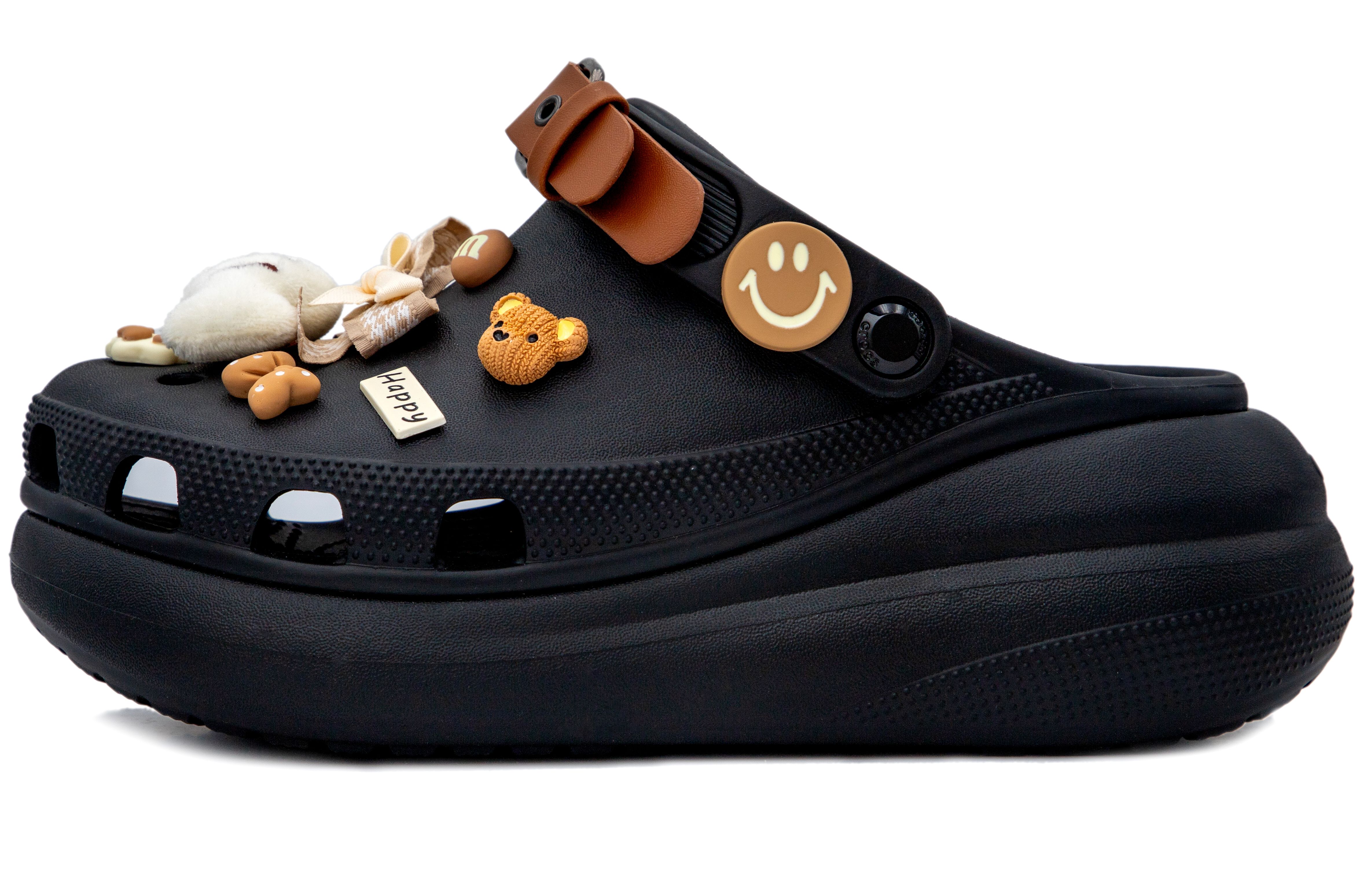 (Women) [Custom Shoes] Crocs Classic Crush Black Princess Style Casual Clogs for Women 207521-001 Black (Team241 - Young Girl)