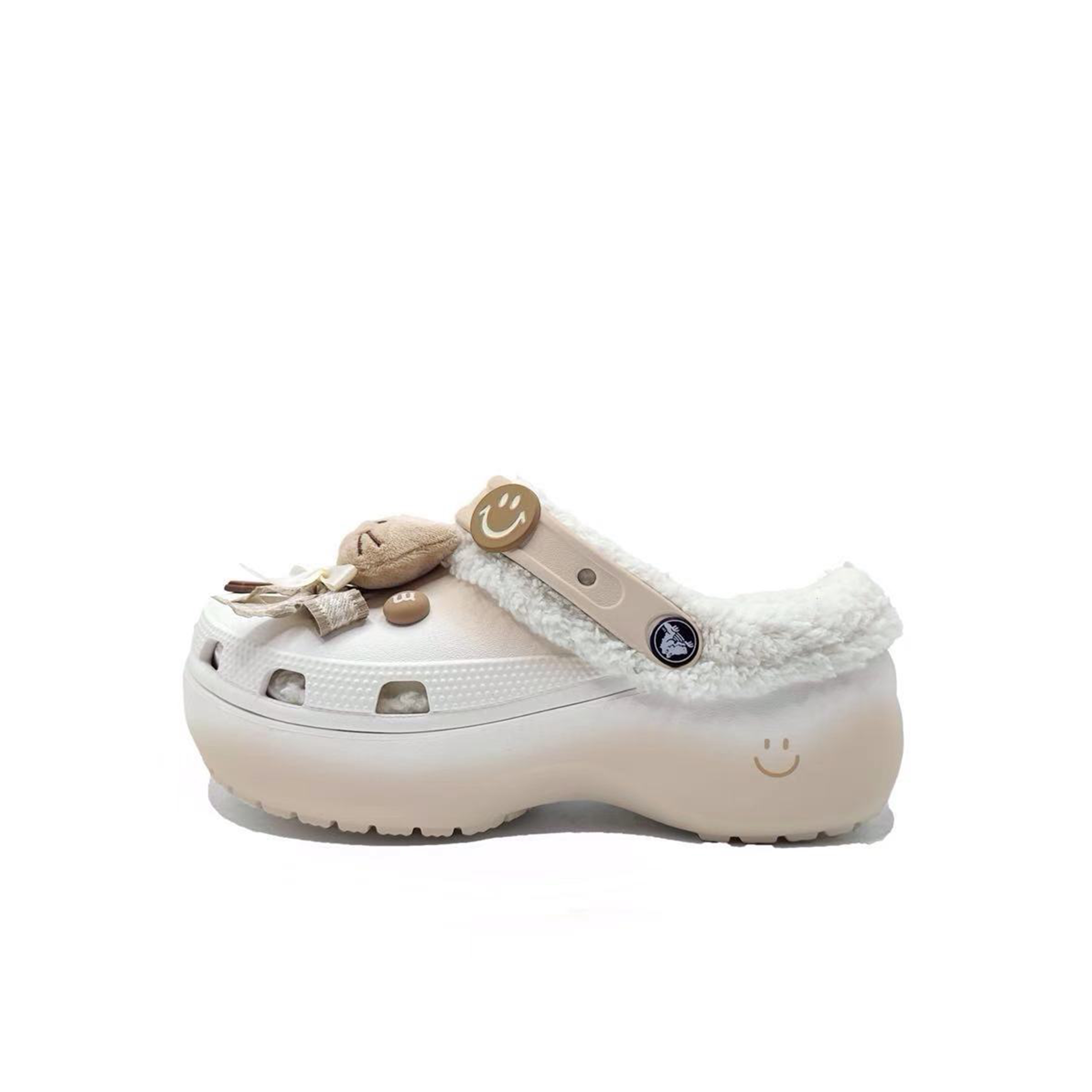 (Women) [Custom Shoes] Crocs Classic Platform Clog Caramel Mocha Casual Mules 206750-100（Team603-雪融豆沙）