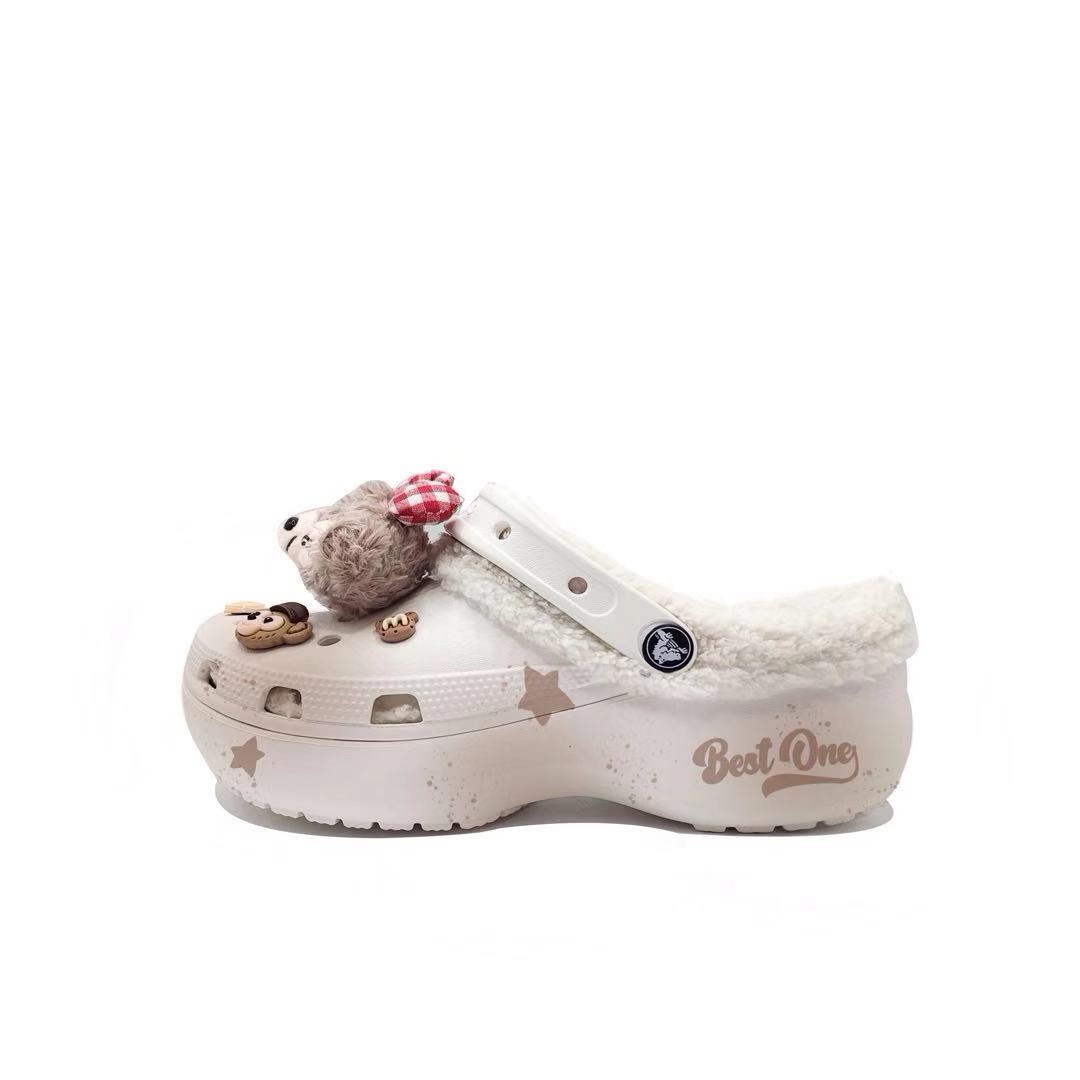 (Women) [Custom Shoes] Crocs Classic Platform Clog Chocolate MH Plan Casual Fashion Clogs Women 206750-100 (Team603 - Hot Cocoa)