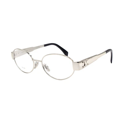 (Women) 【Customizable Prescription】CELINE Triomphe Oval Optical Glasses Silver for Women CL50140U-016-53