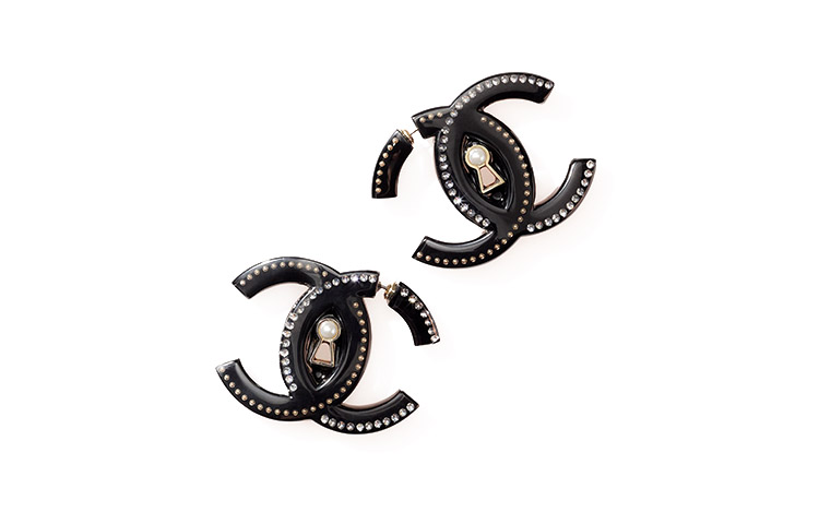 (Women) [Early Spring 22C] CHANEL Black Crystal Pearl Double C Earrings for Women. AB7609-B07420-NG540 圖 2