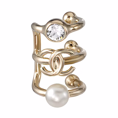(Women) 【Early Spring 22C】CHANEL Gold Crystal Double C Earrings with Pearls - Women AB7573-B07280-NG300