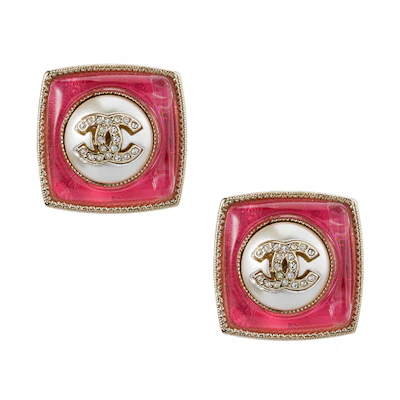 (Women) 【Early Spring 22C】CHANEL Gold Metal Pearl Crystal Earrings for Women - Red AB7675-B07448-NG590