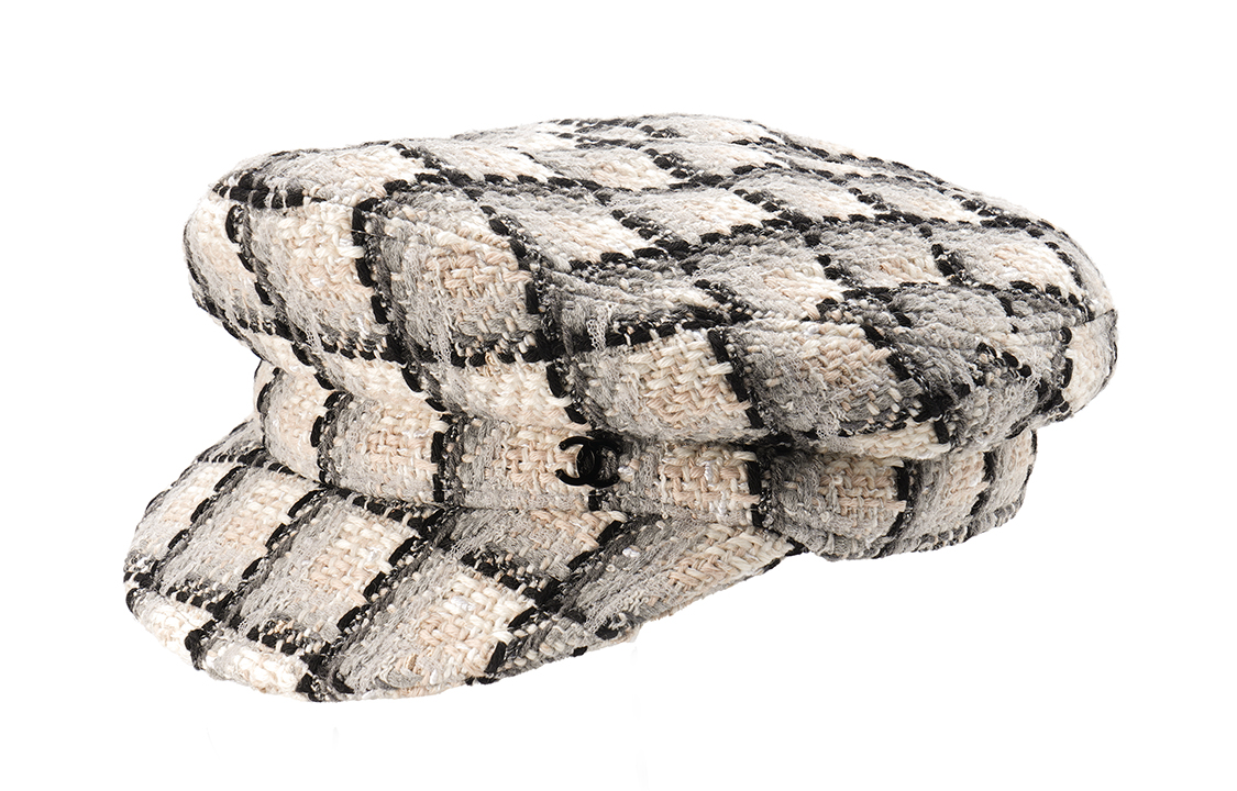 (Women) [Fall Winter 2022] CHANEL Artistic Floral Plaid Beret Hat Beige/Black/Grey AA8741-B09615-NL170