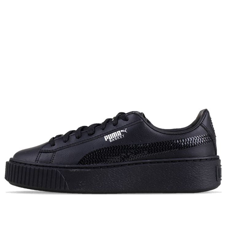 (Women) (Grade School) Puma Basket Platform Bling 'Black' 367237-01