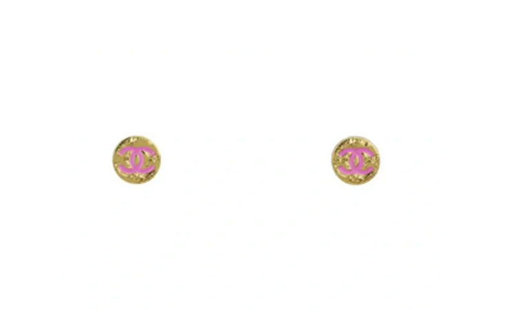 (Women) 【New 24C】CHANEL Double Pink C Round Metal Stud Earrings Gold/Pink AB-24C-066 圖 2