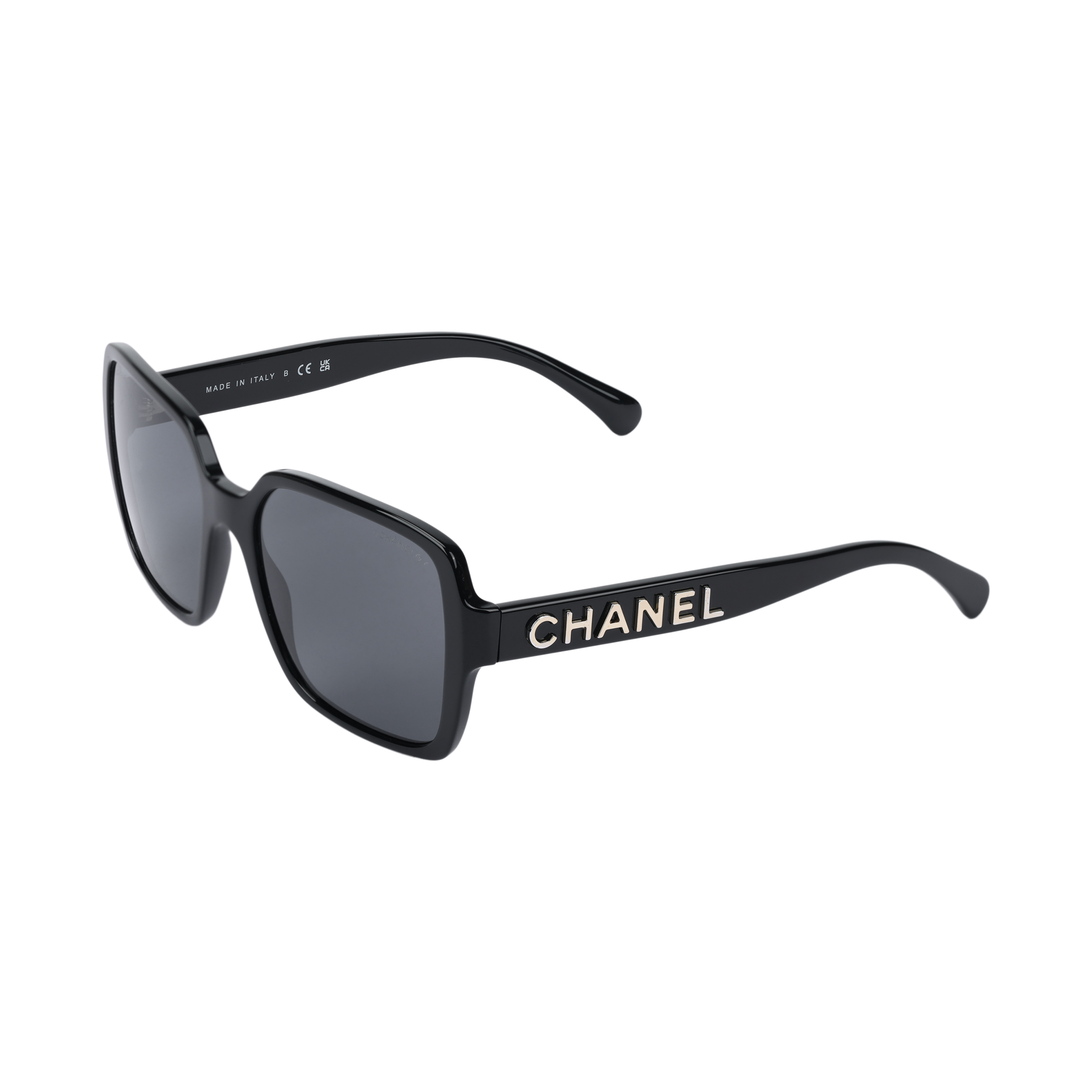 (Women) 【Prescription Available】 CHANEL Black Square Frame Gold Logo Sunglasses CH5408-C622S4-56