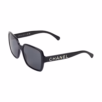 (Women) 【Prescription Available】 CHANEL Black Square Frame Gold Logo Sunglasses CH5408-C622S4-56