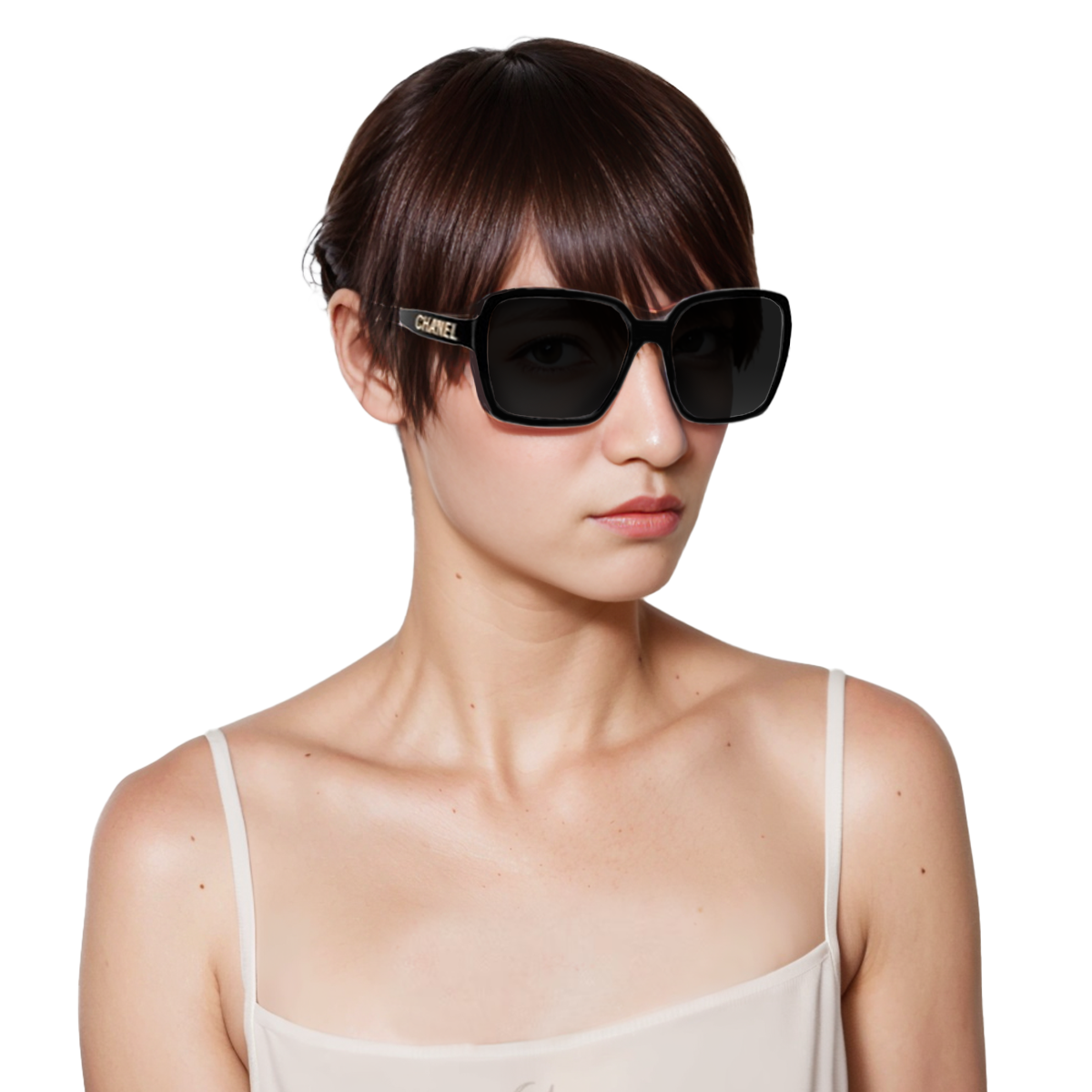 (Women) 【Prescription Available】 CHANEL Black Square Frame Gold Logo Sunglasses CH5408-C622S4-56 圖 6