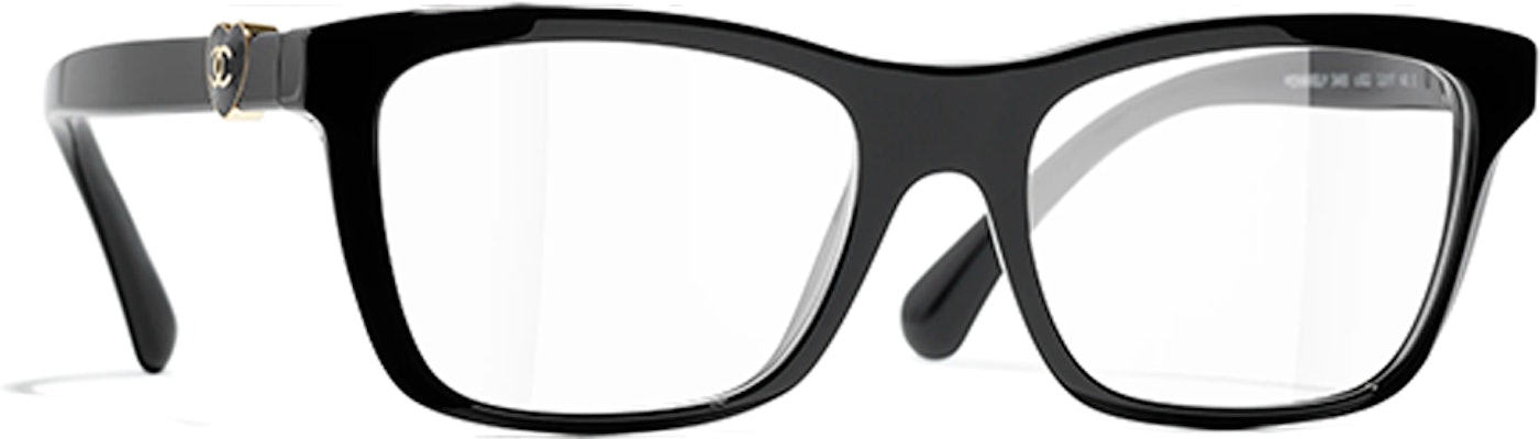 (W) 【可配镜片】香奈儿心形Logo黑色方框板材光学眼镜女款 CH3465-C622 Order (W) 【可配镜片】香奈儿心形Logo黑色方框板材光学眼镜女款 CH3465-C622