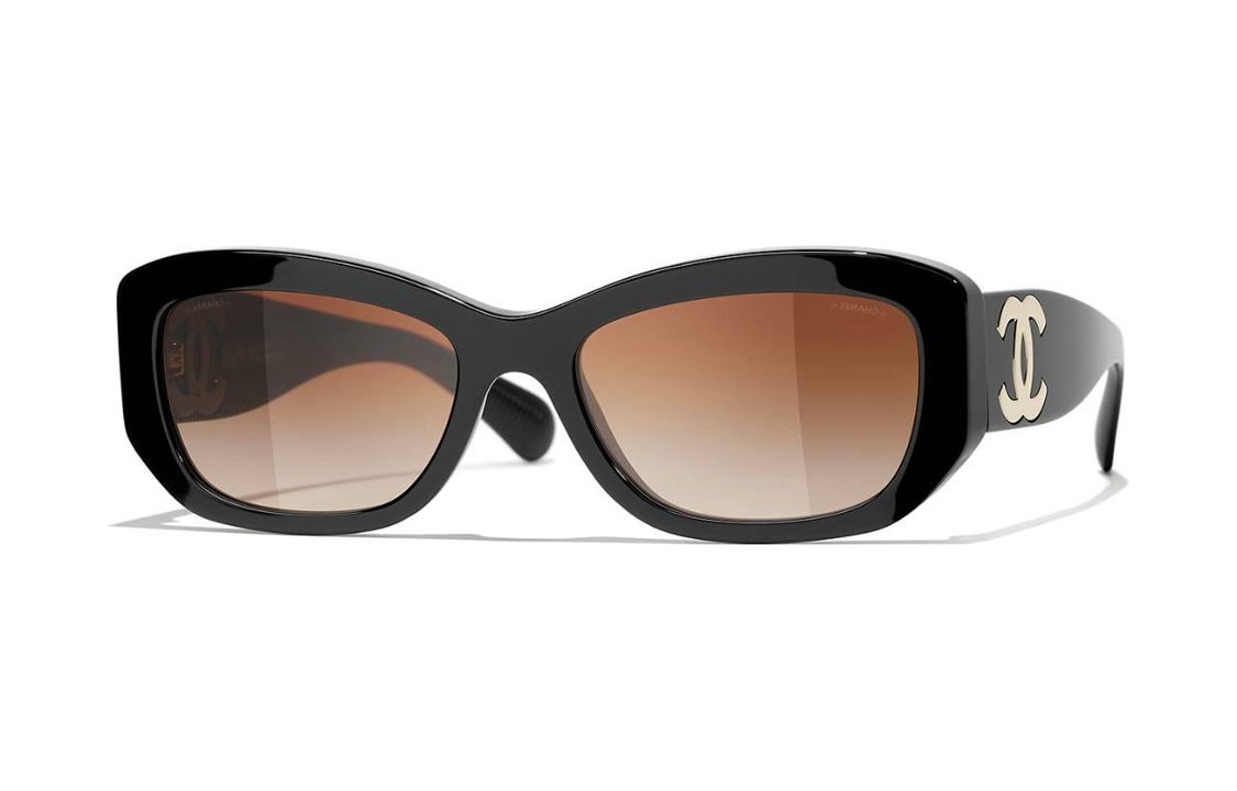 Order (W) 【처방 가능】 샤넬 여성용 불규칙형 선글라스 - 블랙 CH5493C622S5