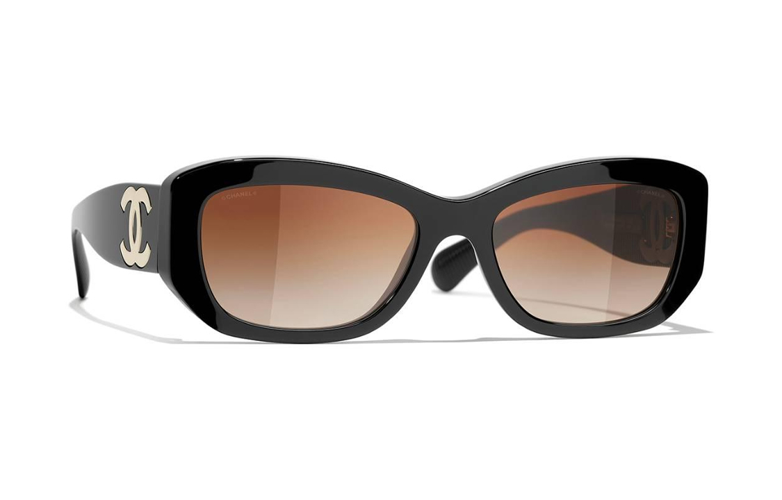 Shop (W) 【처방 가능】 샤넬 여성용 불규칙형 선글라스 - 블랙 CH5493C622S5