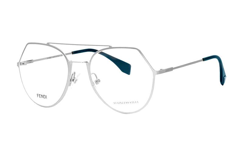 (Women) FENDI Fashion Metal Irregular Optical Frame Women Silver FF0329