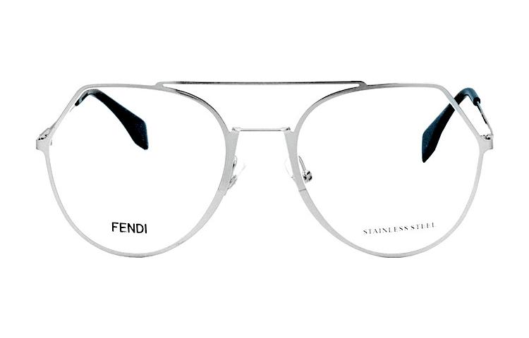 Lookbook (W) 【可配镜片】芬迪 FENDI 时尚金属不规则光学眼镜框 女款 银色 FF0329