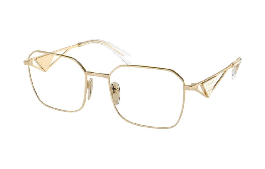 Order (W) 【可配镜】PRADA 金色不规则镜框眼镜带镂空镜腿 PRA51VZVN1O1