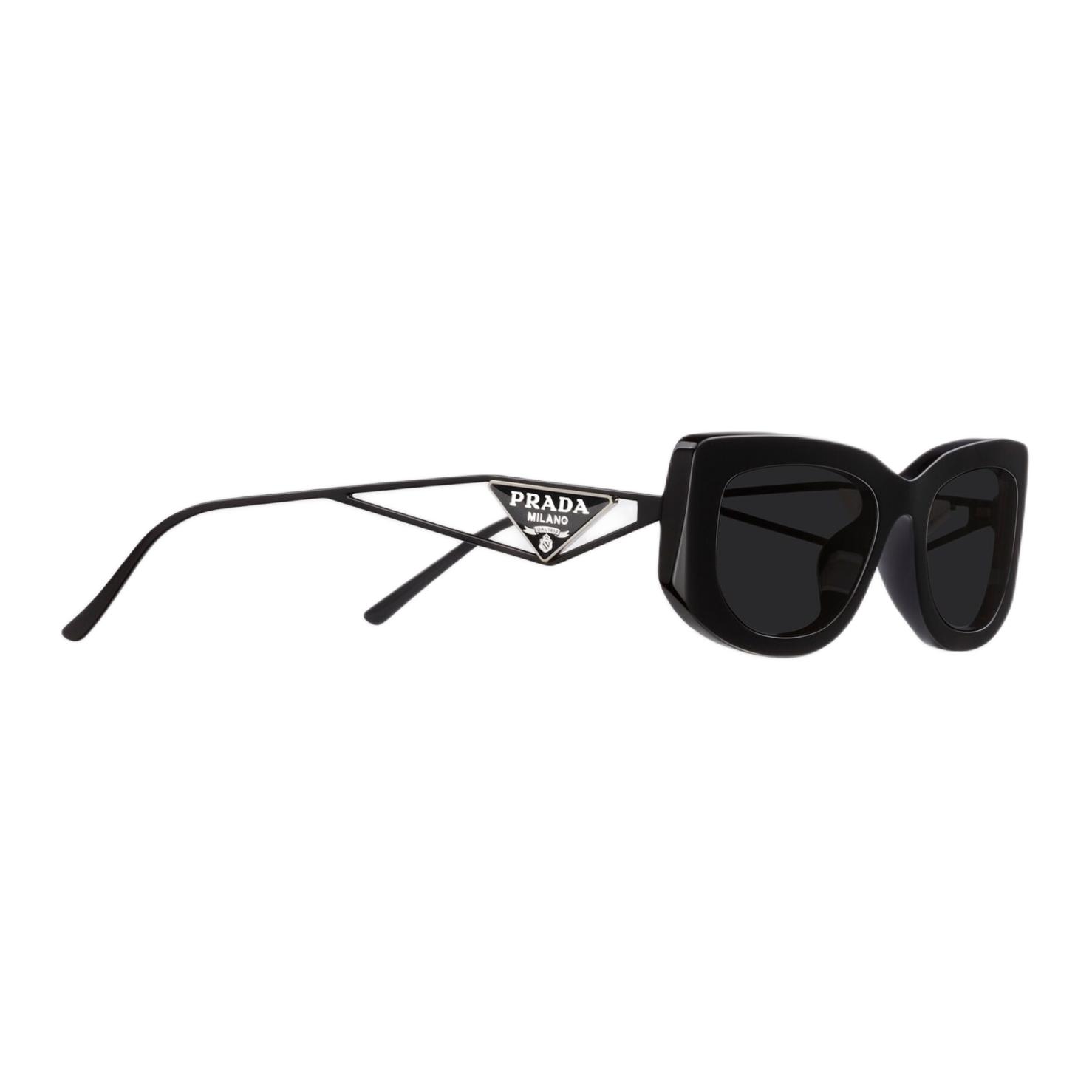 (Women) [Prescription Available] PRADA Trendy Square Sunglasses for Women - Black SPR14YE1ABF05S0C053