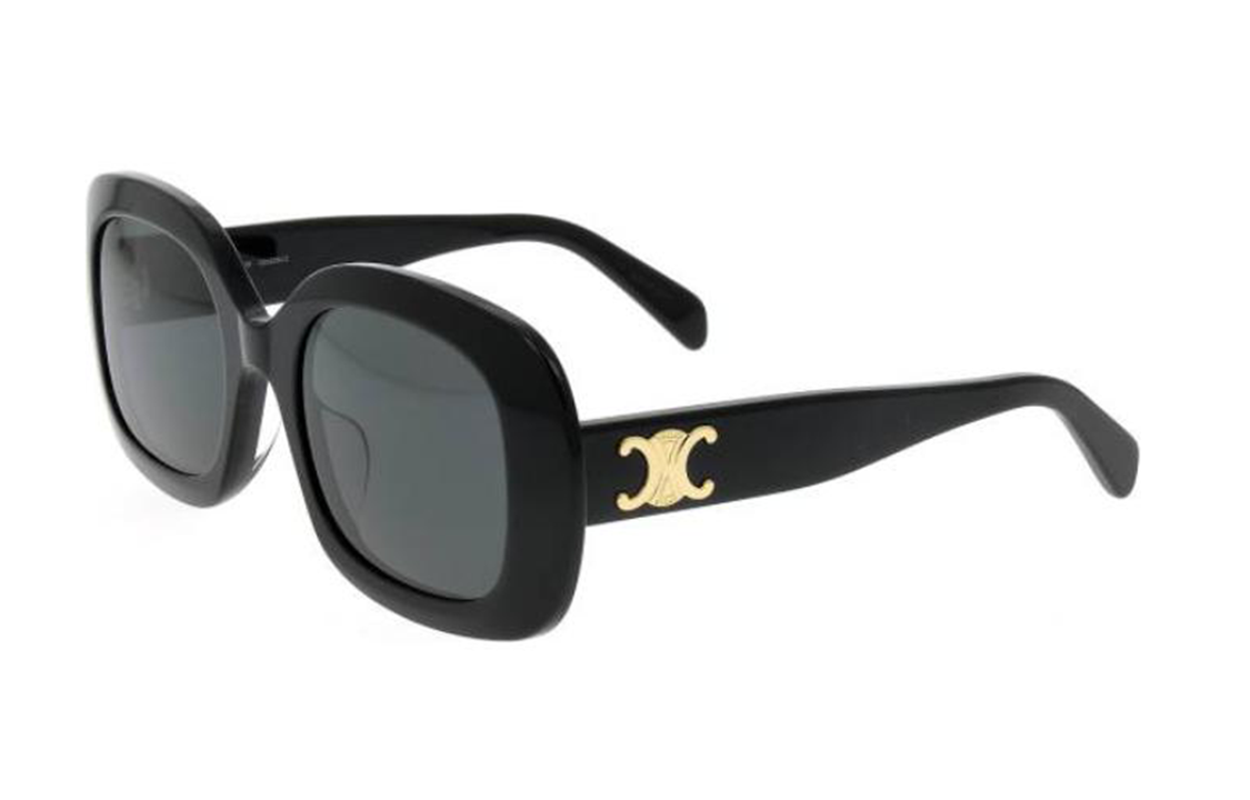 (Women) 【Prescription Available】CELINE  Black Irregular Sunglasses with Logo Temples CL40262U01A