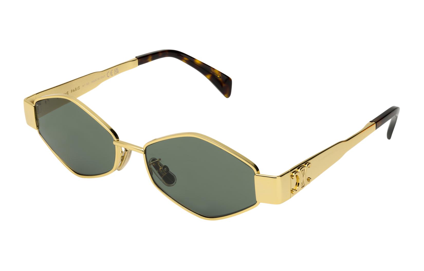 (Women) CELINE Geometric Metal Irregular Sunglasses Gold for Women CL40254U 30N