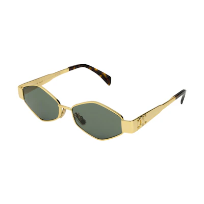 (Women) 【Prescription Available】CELINE Geometric Metal Irregular Sunglasses Gold for Women CL40254U 30N