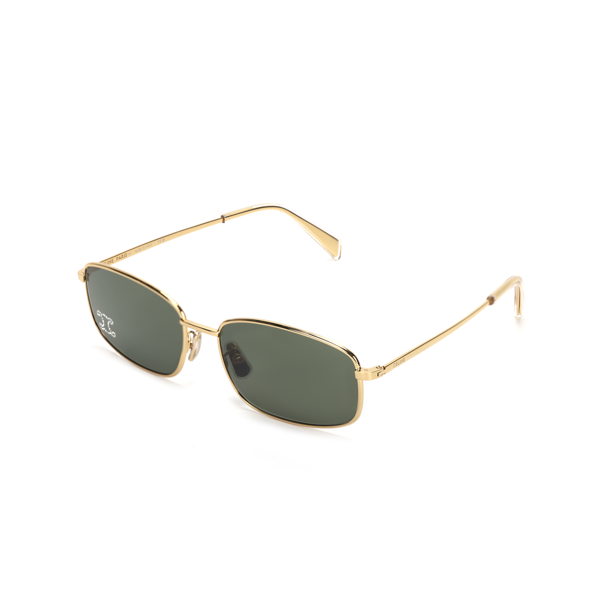 (Women) 【Prescription Available】CELINE Logo Gold Rectangular Metal Sunglasses for Women 4S285CMSB