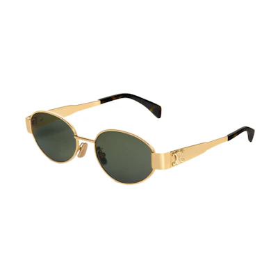(Women) 【Prescription Available】CELINE TRIOMPHE Metal Oval Sunglasses Gold for Women CL40235U-30N