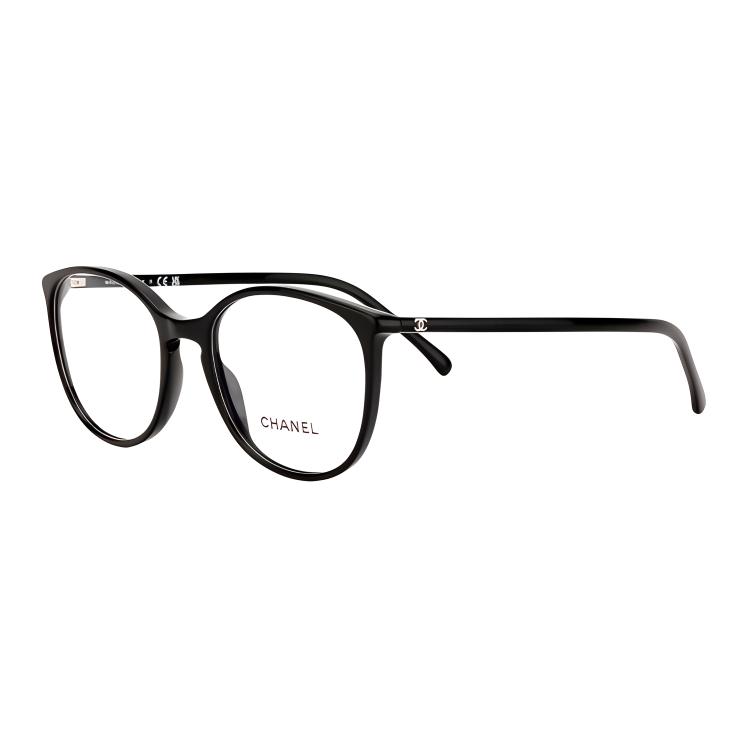 (Women) CHANEL Double C Round Optical Glasses Black for Women CH3282-C501