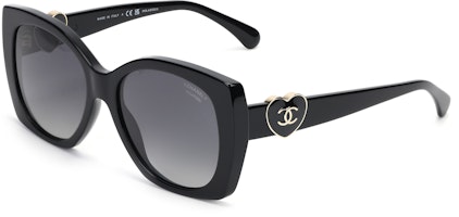 (Women) CHANEL Heart Logo Irregular Shape Sunglasses Women Black ch5519-c622s8 (Women) CHANEL Heart Logo Irregular Shape Sunglasses Women Black ch5519-c622s8