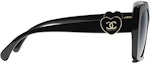 Shop (Women) CHANEL Heart Logo Irregular Shape Sunglasses Women Black ch5519-c622s8