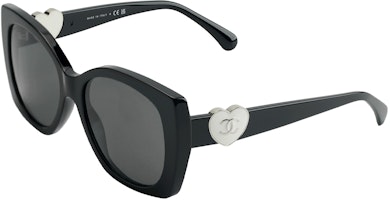 (Women) CHANEL Logo Butterfly Sunglasses for Women - Black 0CH5519 (Women) CHANEL Logo Butterfly Sunglasses for Women - Black 0CH5519