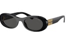 Order (W) 【処方箋対応】MIU MIU ブラックオーバルサングラス テンプルエングレービング MU06ZS1AB5S0C