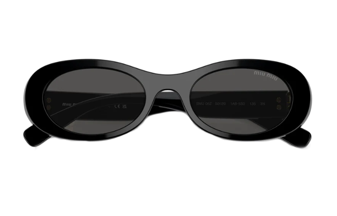 Purchase (W) 【処方箋対応】MIU MIU ブラックオーバルサングラス テンプルエングレービング MU06ZS1AB5S0C
