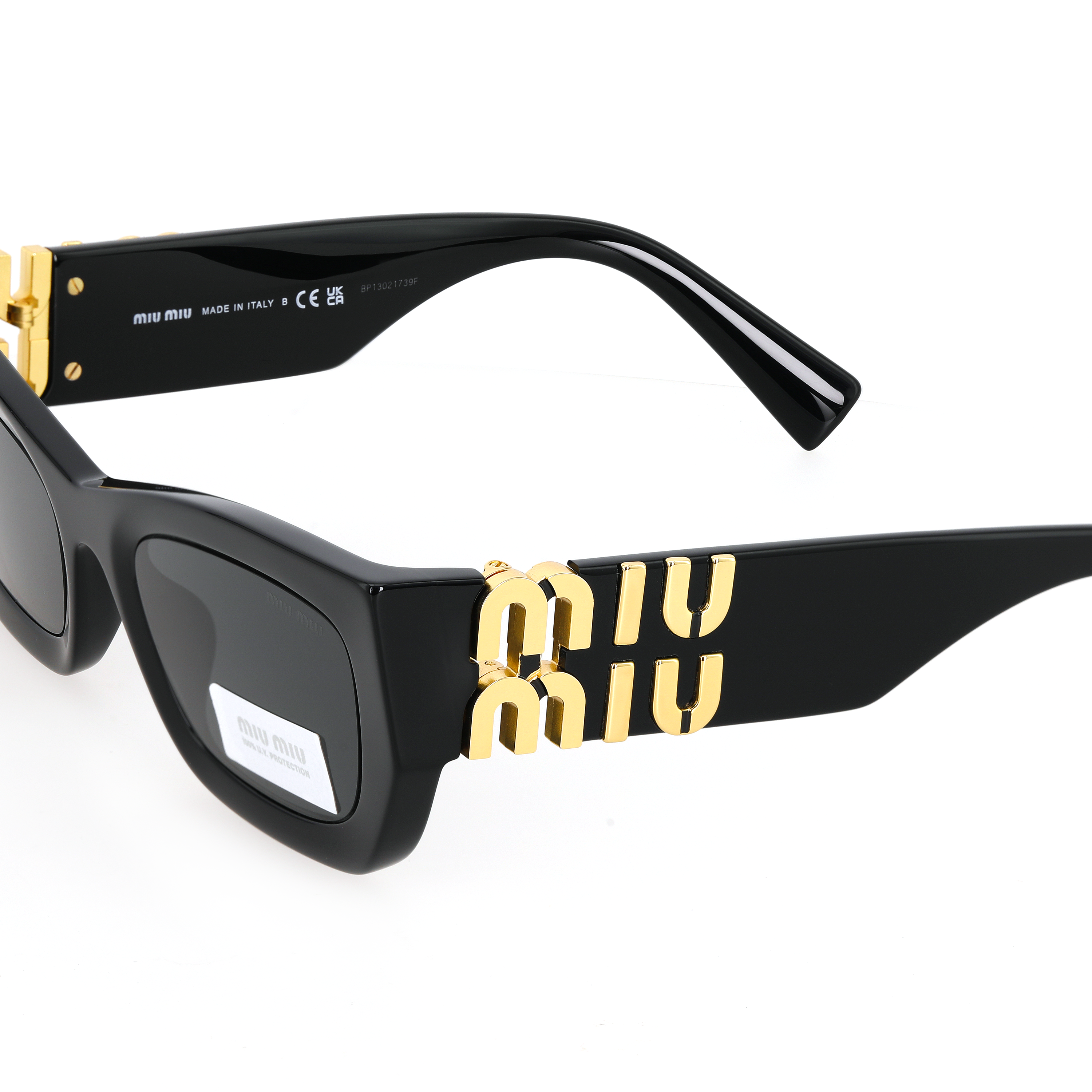 (Women) MIU MIU  Irregular Black Sunglasses with Letter Engraving 0MU09WS1AB5S053 圖 6