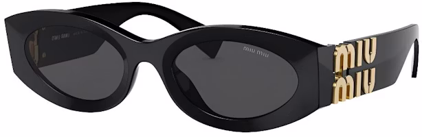 (Women) MIU MIU Oval Logo Sunglasses Black SMU11W_E1AB_F05S0_C_054 (Women) MIU MIU Oval Logo Sunglasses Black SMU11W_E1AB_F05S0_C_054