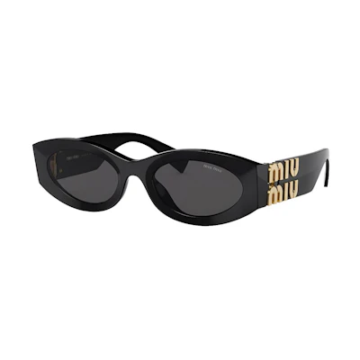 (Women) 【Prescription Available】MIU MIU Oval Logo Sunglasses Black SMU11W_E1AB_F05S0_C_054