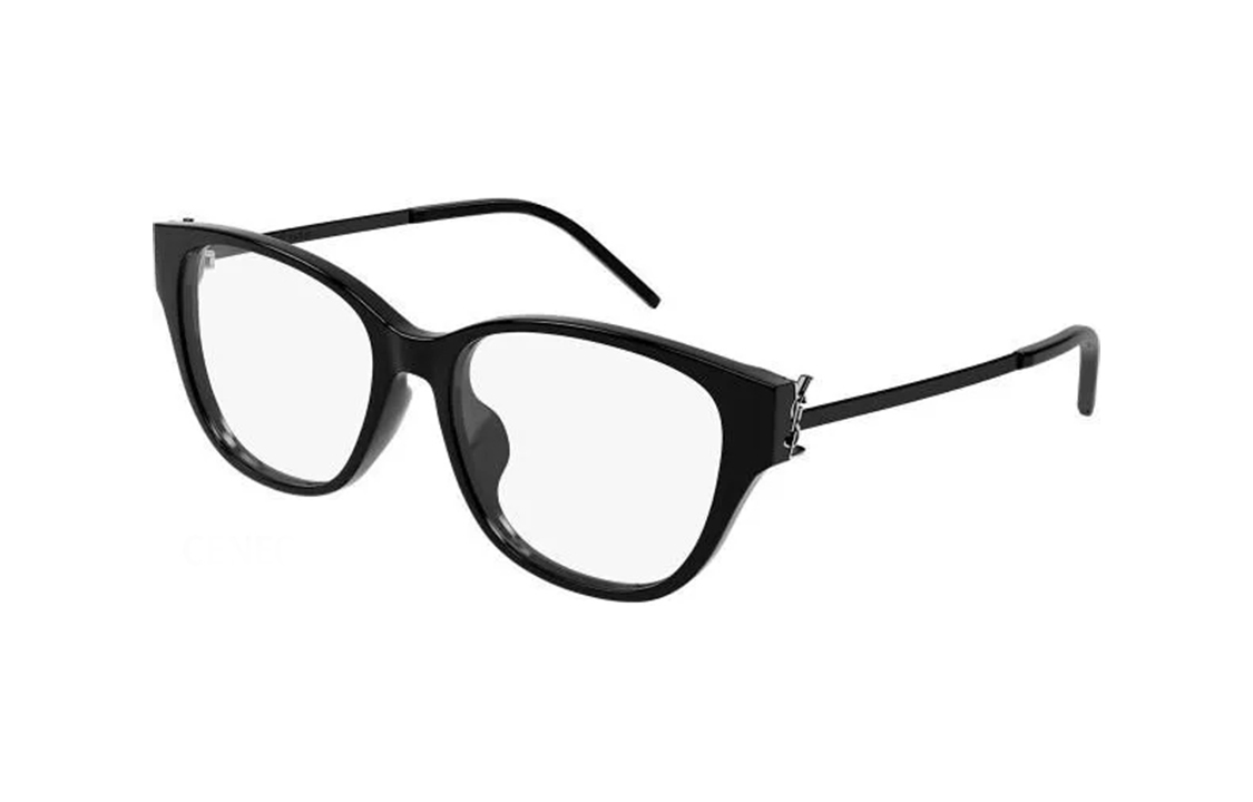 Order (Women) 【Prescription Compatible】 SAINT LAURENT Capsule Series Oval Optical Glasses Black/Silver. SLM48O-B/F-002