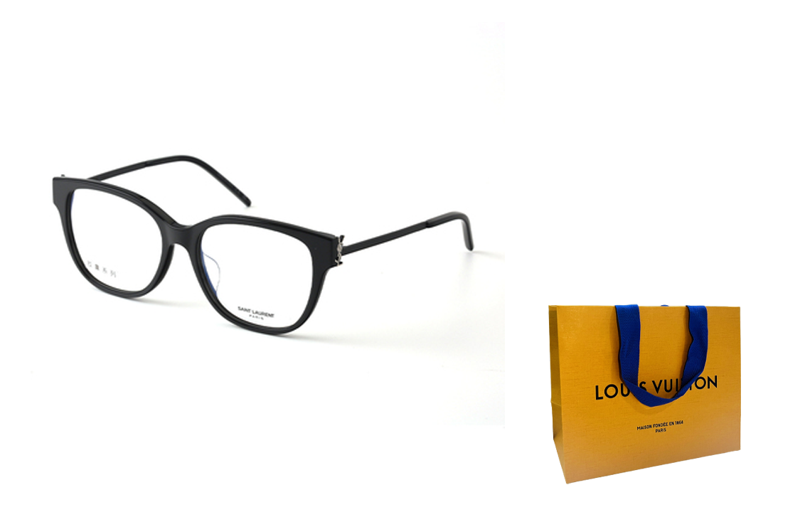 Purchase (Women) 【Prescription Compatible】 SAINT LAURENT Capsule Series Oval Optical Glasses Black/Silver. SLM48O-B/F-002