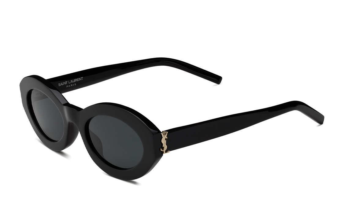 (Women) SAINT LAURENT Oval Black Acetate Nylon Sunglasses 780255Y99561000