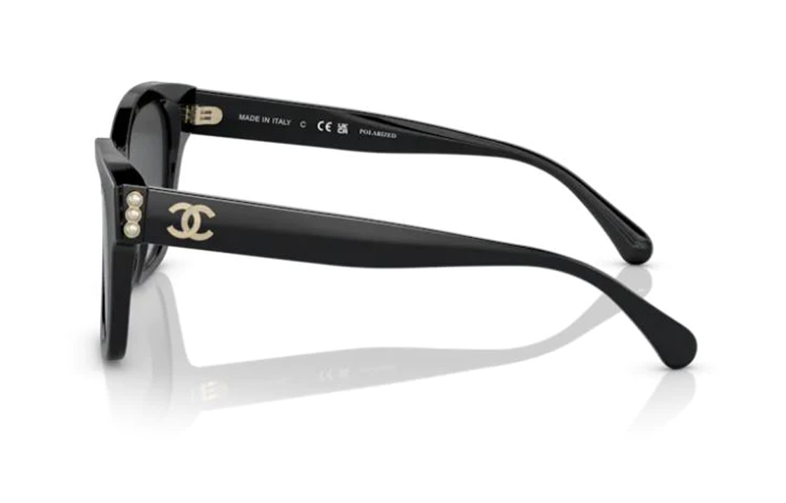 Shop (W) 【可配镜】CHANEL 不规则黑色太阳镜搭配玻璃珍珠细节 CH5482HA-C622S8