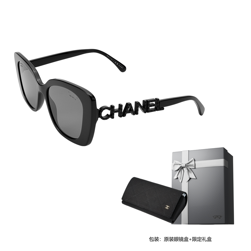(Women) 【Prescription Ready】CHANEL Stylish Square Sunglasses Women Black/Grey CH5422B-C501/T8 圖 6