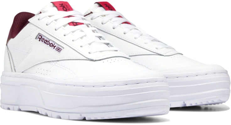 (Women)  Reebok Club C Double Geo 'White Maroon'  H67347 Lookbook (Women)  Reebok Club C Double Geo 'White Maroon'  H67347