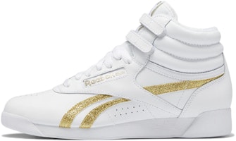 (Women) Reebok Freestyle High 'White Gold Metallic Glitter' GX2231 (Women) Reebok Freestyle High 'White Gold Metallic Glitter' GX2231