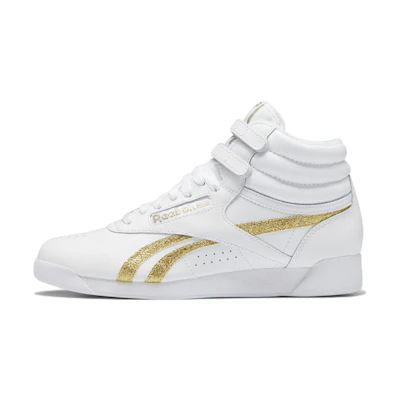 (W) Reebok Freestyle High 'White Gold Metallic Glitter'