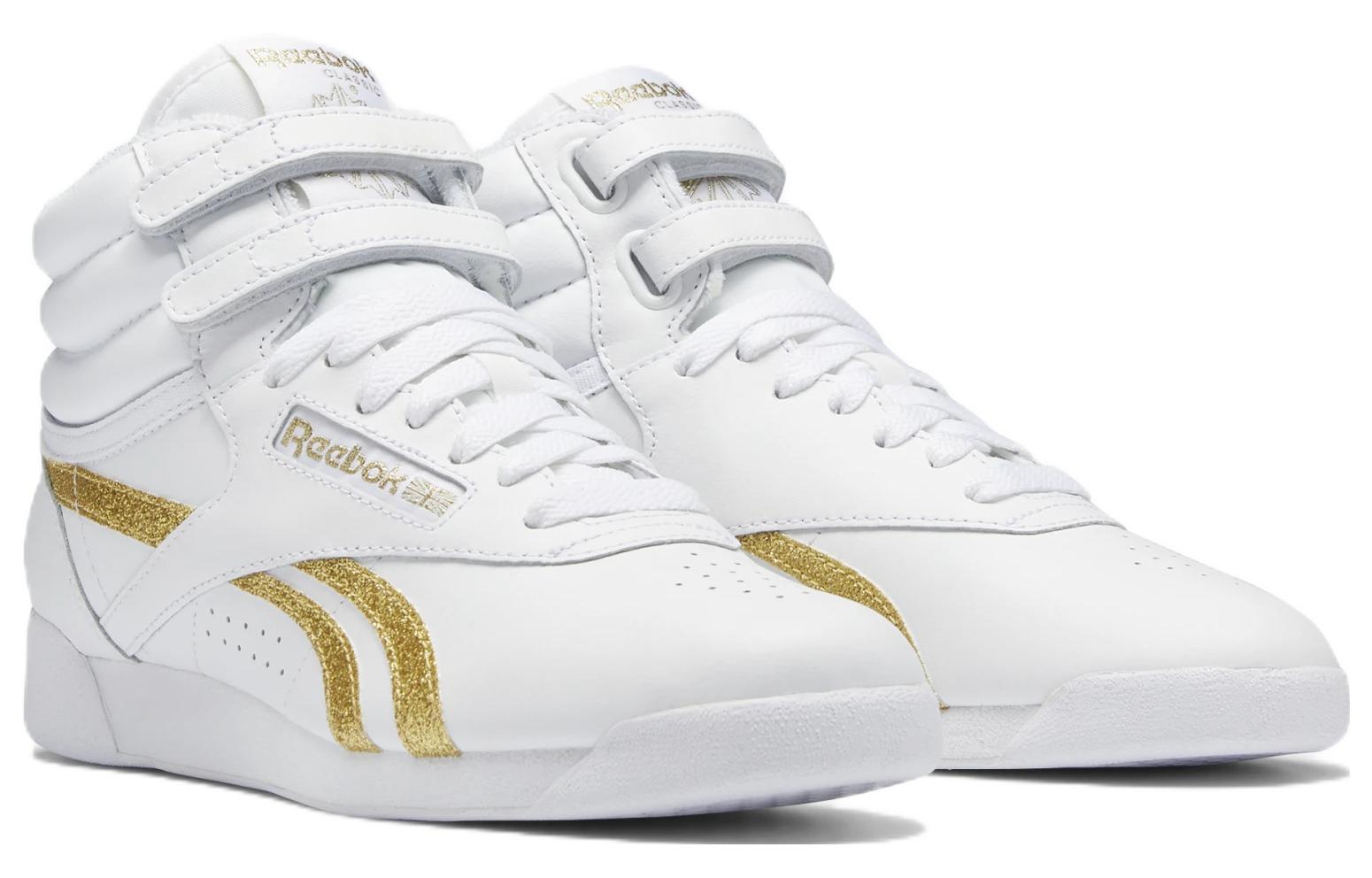 Shop (W) Reebok Freestyle High ''Weiß Gold Metallic Glitter'' GX2231