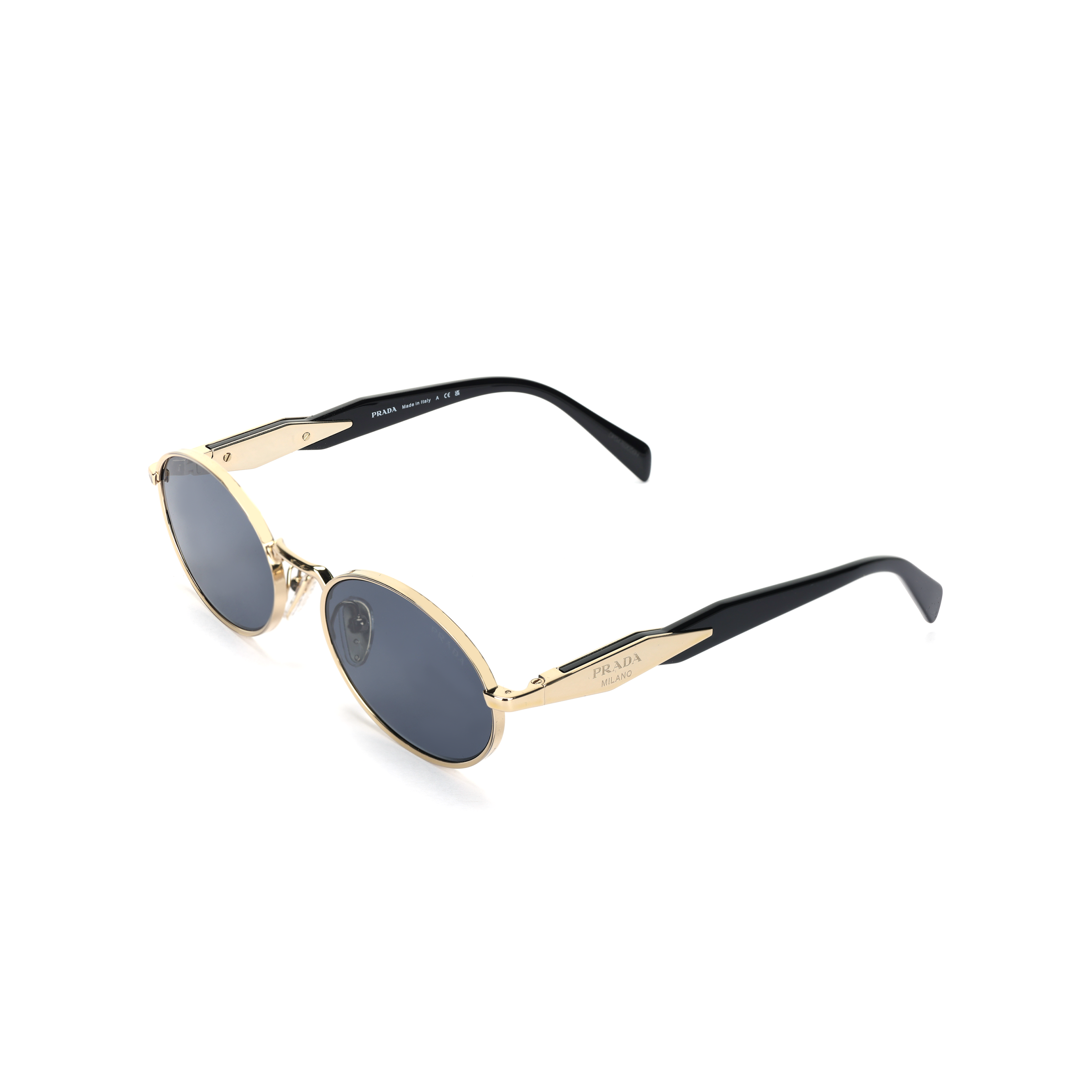 (Women) 【Rx-able】 PRADA  Gold Oval Sunglasses with Letter Detail and Alloy Frame PR65ZSZVN09T