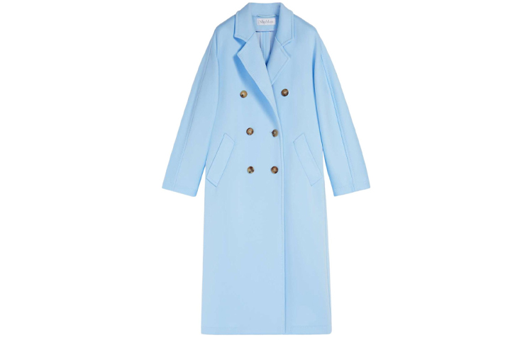(Women) 'S Max Mara 101801 Madame2 Lightweight Wool Coat - Blue Double-Breasted 1901012106007-MADAME2