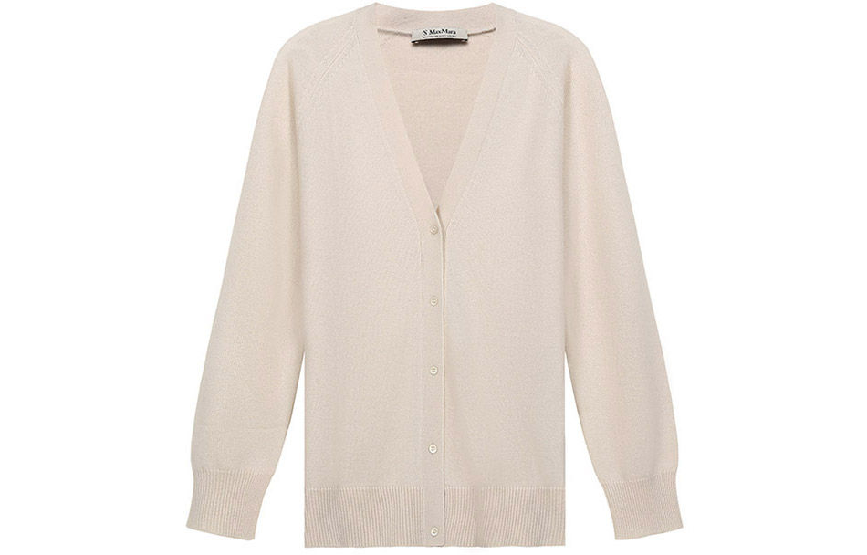 (Women) 'S Max Mara Beige Solid V-Neck Knit Sweater by S MAX MARA 9346021906001-ERBERT