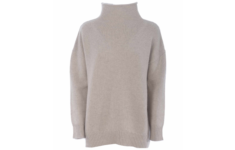 (Women) 'S Max Mara Brown MAX MARA Cashmere Wool Pullover Sweater with Ribbed Cuffs 93660203600-002