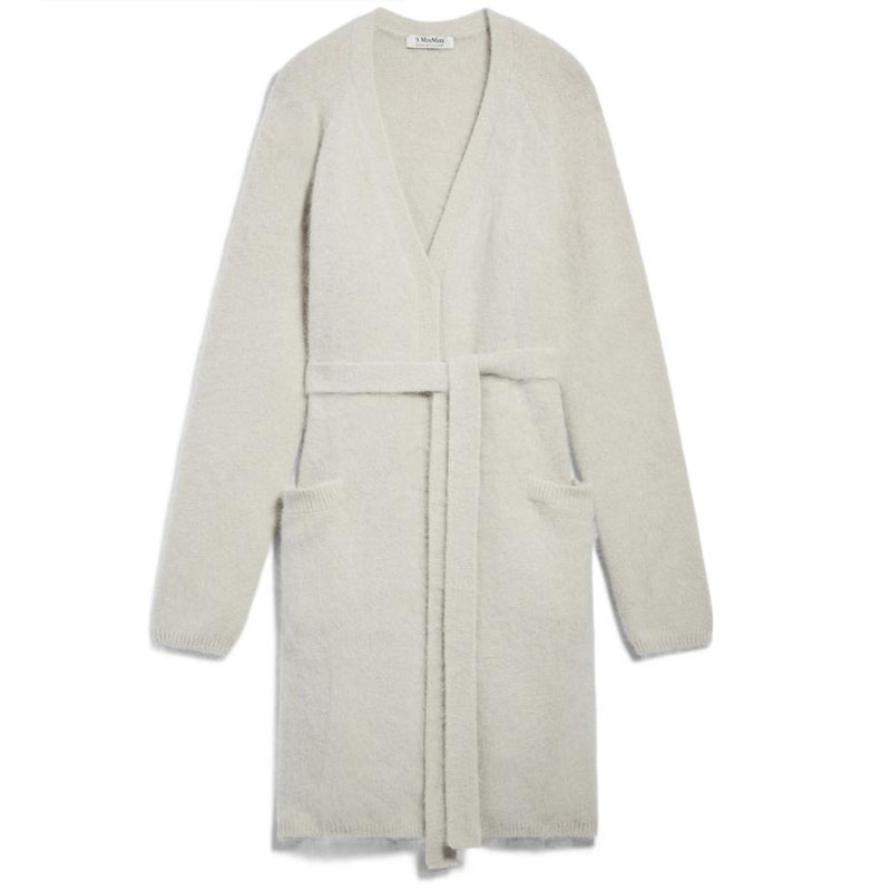 (Women) 'S Max Mara Grey Knit Cardigan with Solid Belt by S Max Mara 9346072306001-LAPPOLE