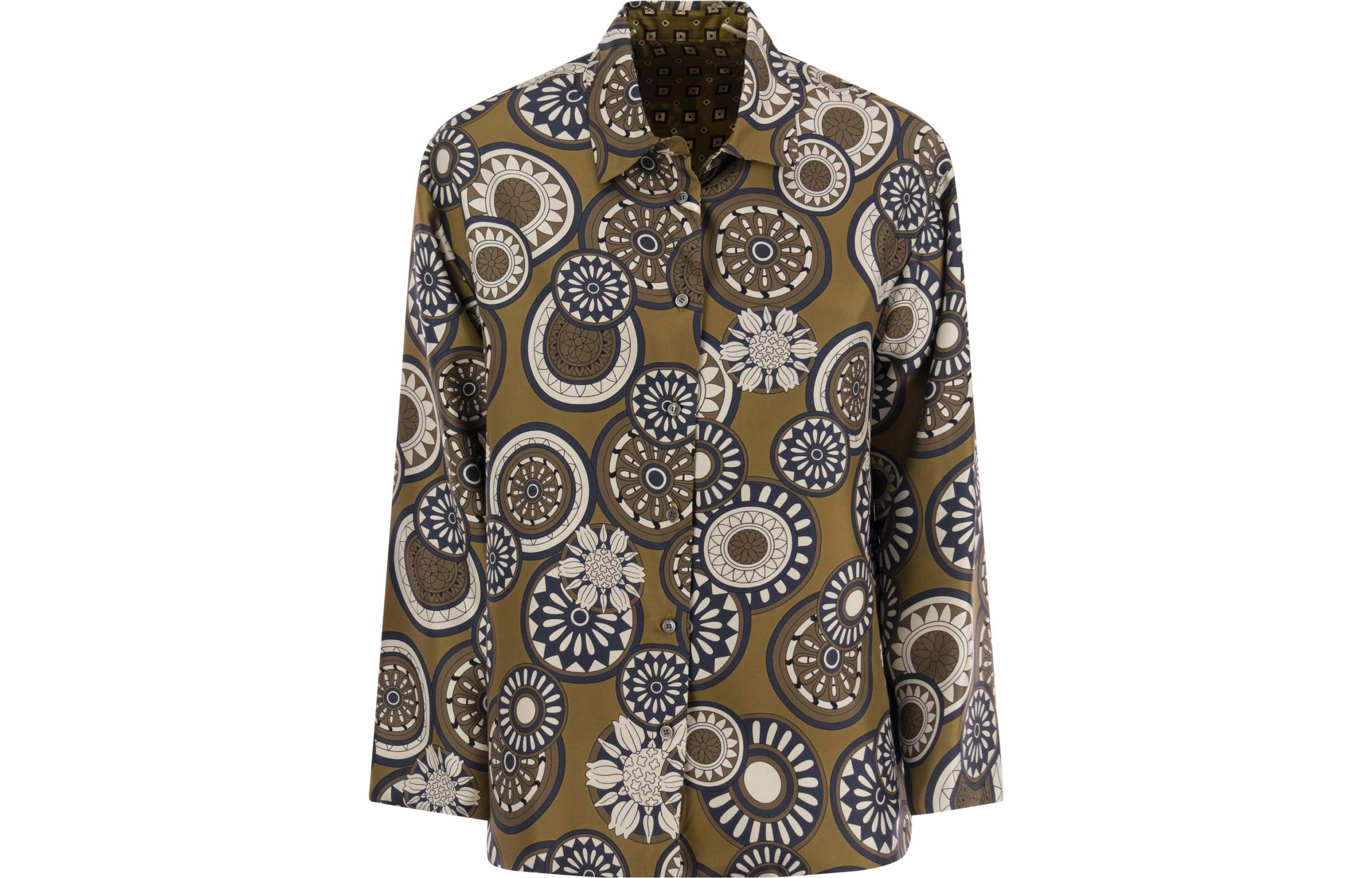 (Women) 'S Max Mara Max Mara Brown Printed Collared Shirt 2391160238600-001