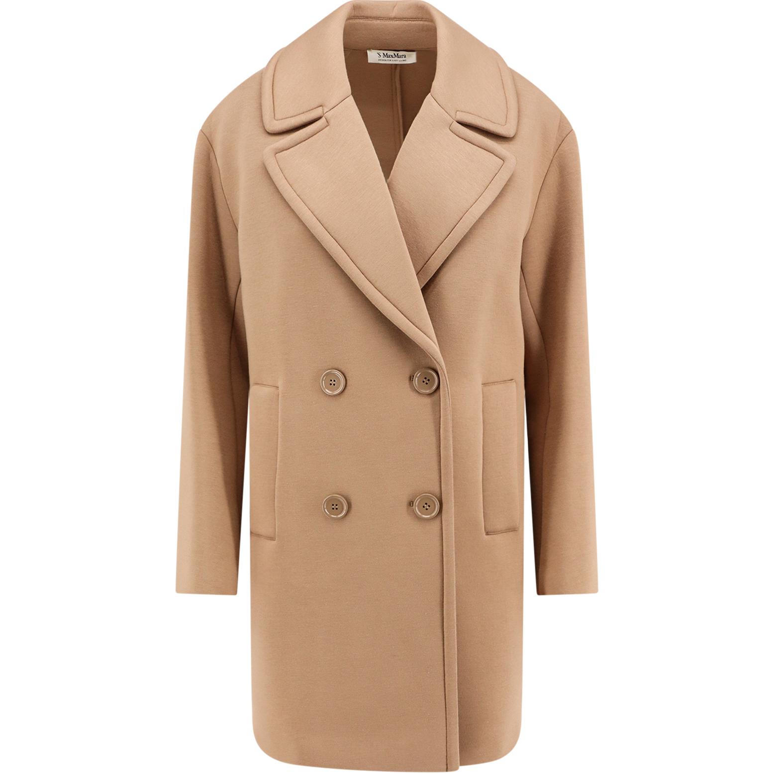 (Women) 'S Max Mara Max Mara Khaki Long Sleeve Double-Breasted Coat POIZON240722933